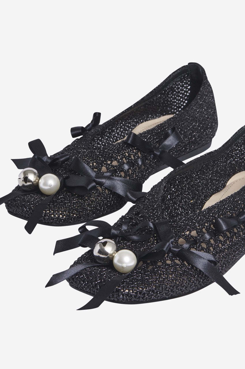 Simone Rocha Bell Hanging Crochet Ballet Shoes In Black