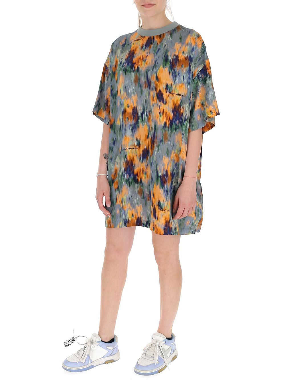 Off-white Romantic T-shirt Dress In Multicolor