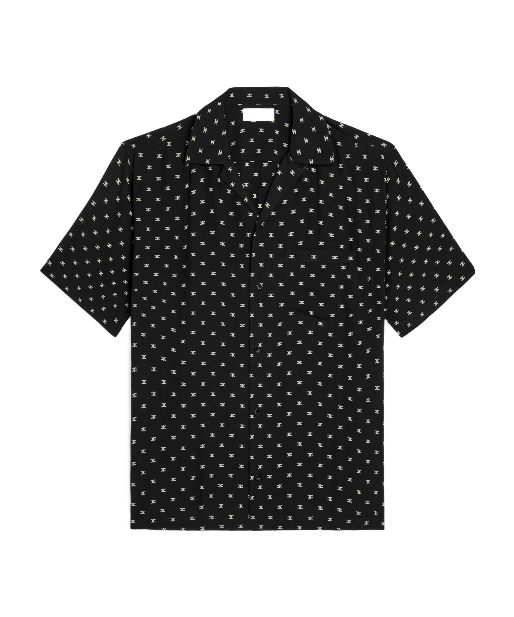 Celine Hawaiian Shirt With Viscose Print In Black