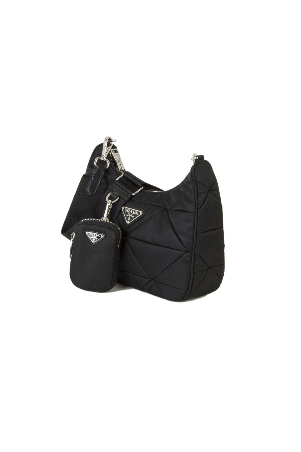 Prada Padded Re-nylon Shoulder Bag In Black