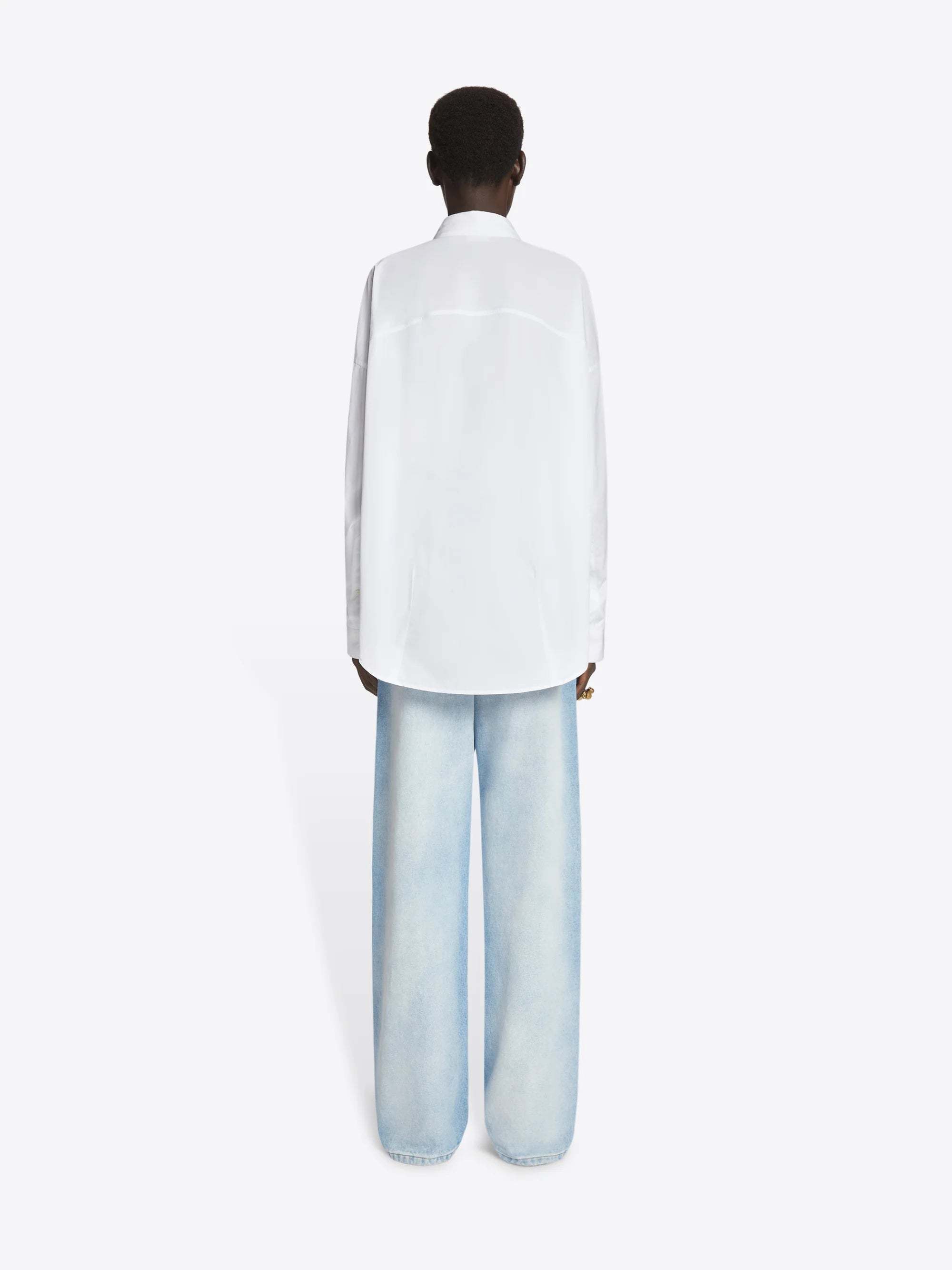 Shop Dries Van Noten Lapel Long-sleeved Shirt In White