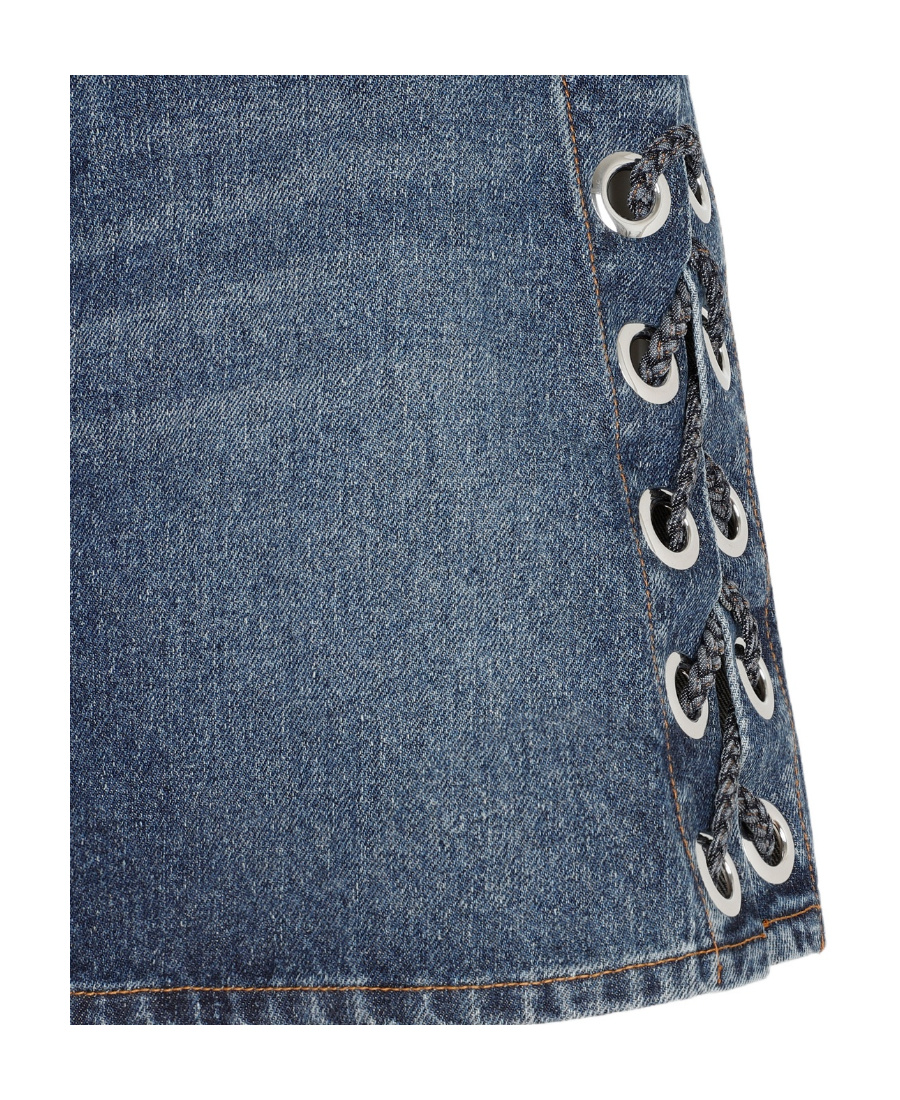 Chloé Blue Lace-up Denim Miniskirt In Blue