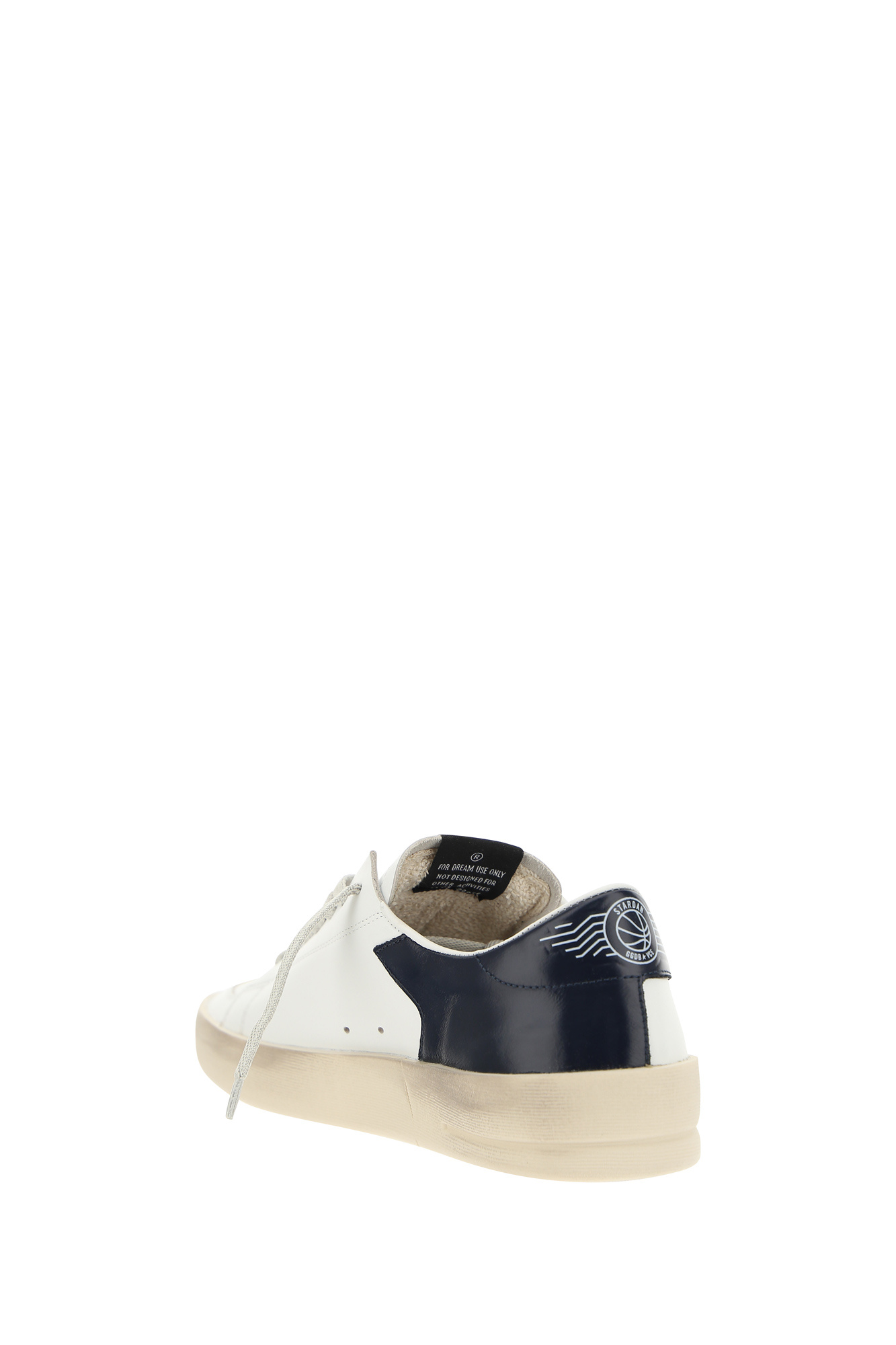 Golden Goose Stardan Sneakers With Ice-gray Suede Star And Glossy Black Leather Heel Tab In White