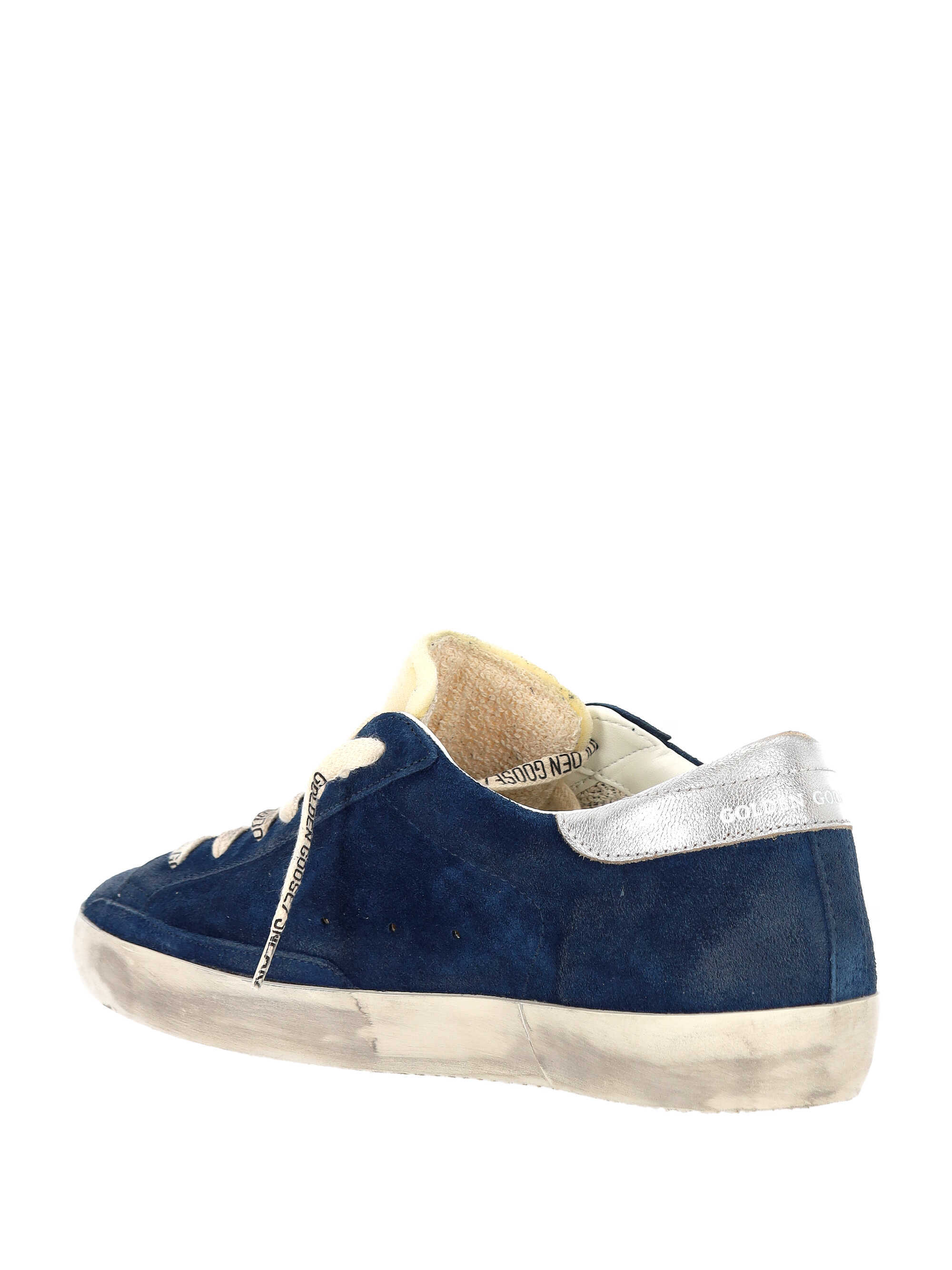 Golden Goose Super-star Suede Upper And Toe Foam Tongue Leather Star Laminated Heel Sneakers Blue In Blue