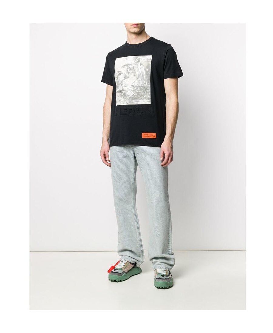 Heron Preston Crew Neck Heron Print T-shirt In Black