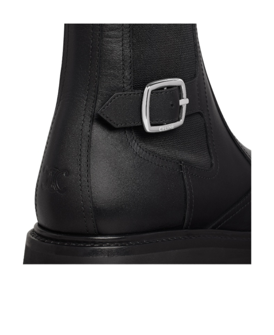 Celine Bulky Logo Short Boots In Black