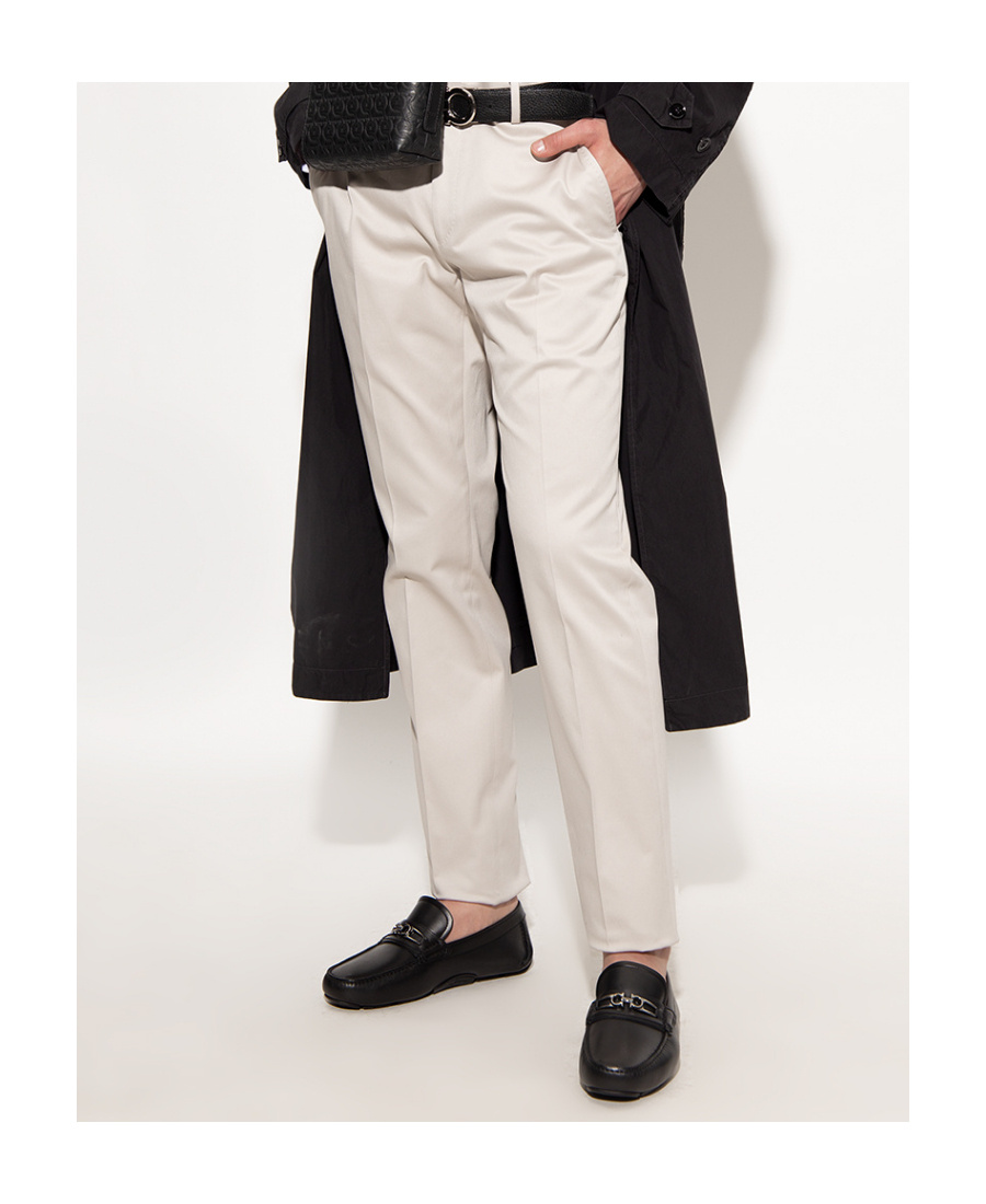 Ferragamo Leather Ornament Driver Loafers In Black