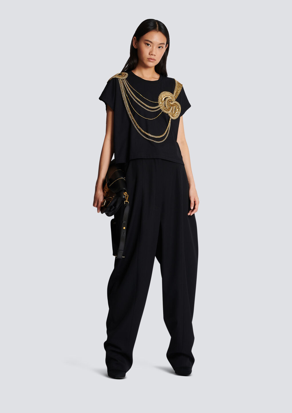Balmain Large Tapered Trousers In Black