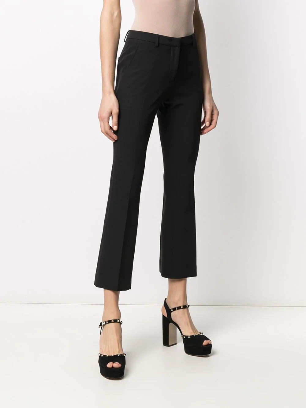 Pt01 Cropped Flared Tailored Trousers In Black