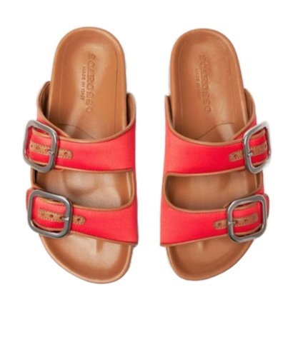 Scarosso Isa Double-buckle Open-toe Slides In Multi