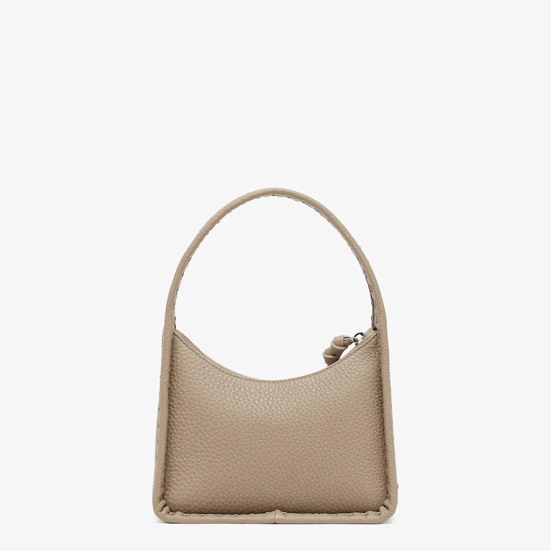 Shop Fendi Small Dove Grey Selleria Bag With 264 Hand-sewn Topstitches In Nude