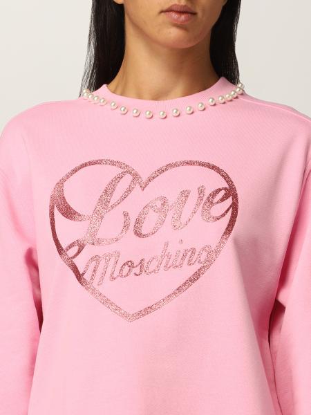 Moschino Logo Graphic-print Cotton Sweatshirt In Pink