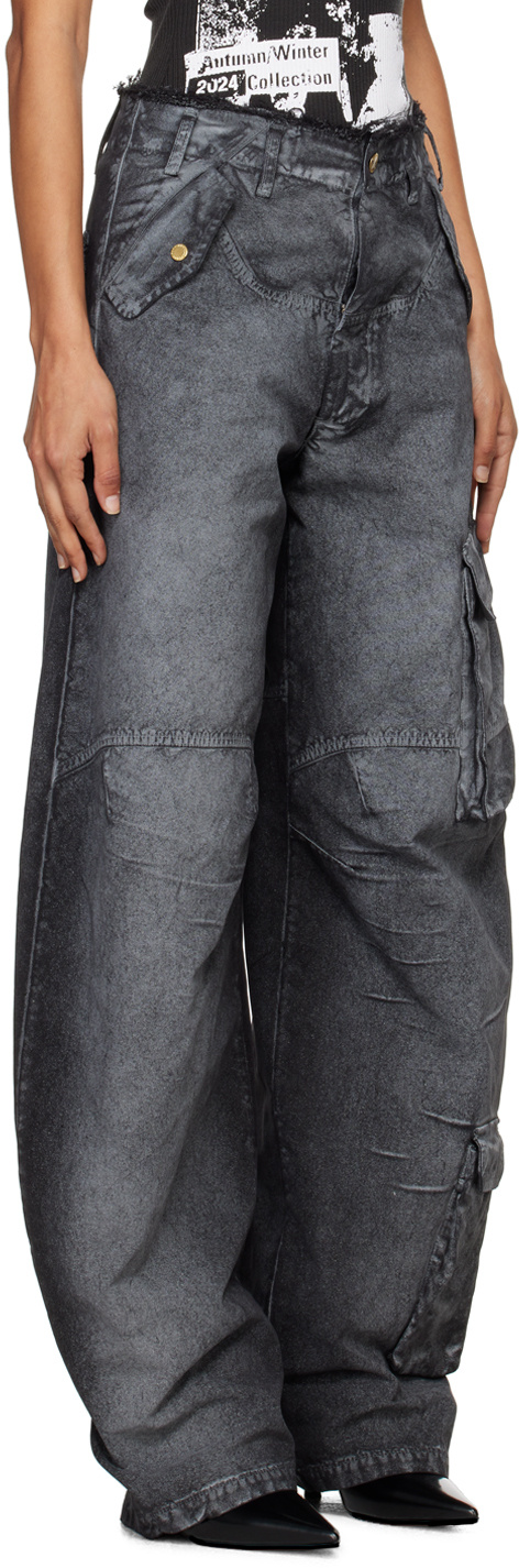 Darkpark Rosalind Barrel Leg Cargo Pants In Black