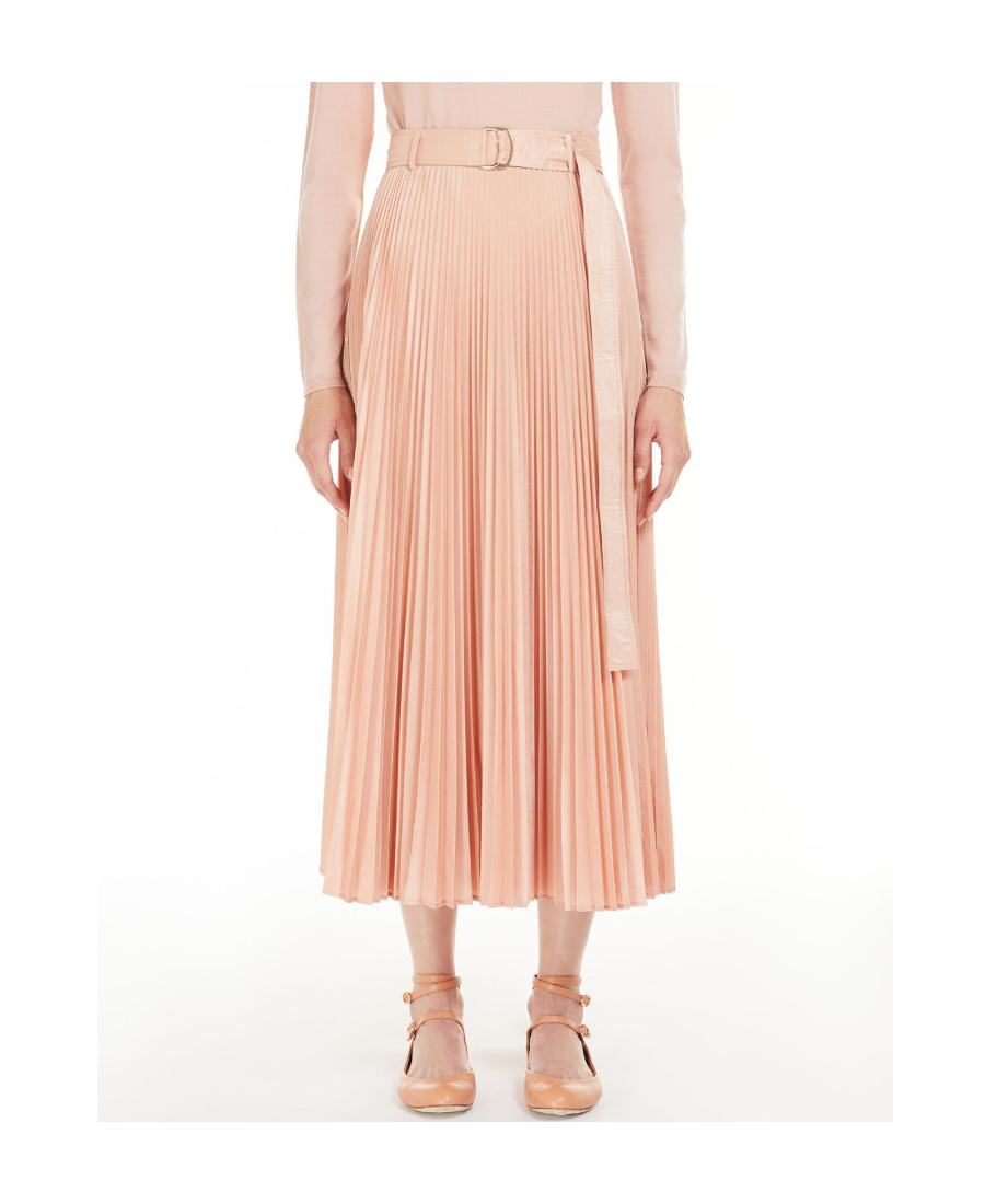 Max Mara A-line Pleated Midi Skirt In Nude