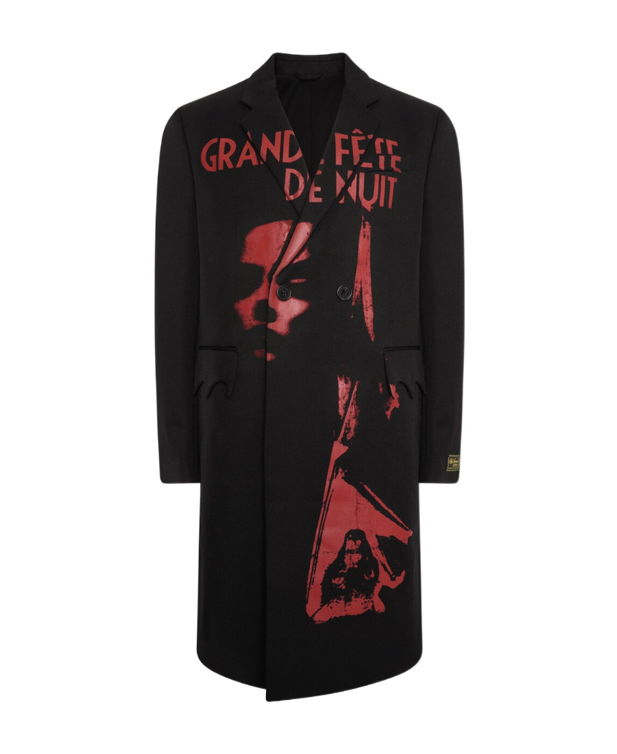Raf Simons Hand-painted Printed Coat In Black