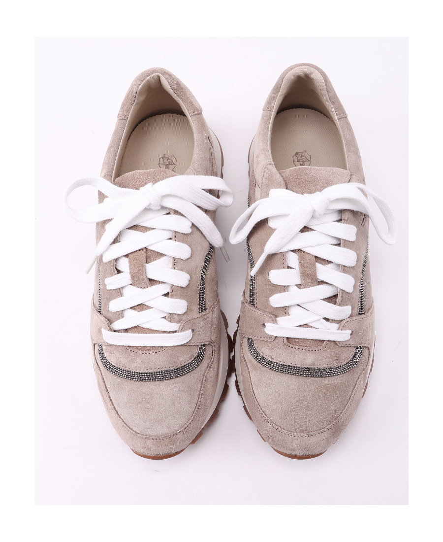 Brunello Cucinelli Low Lace-up Sneakers In Nude