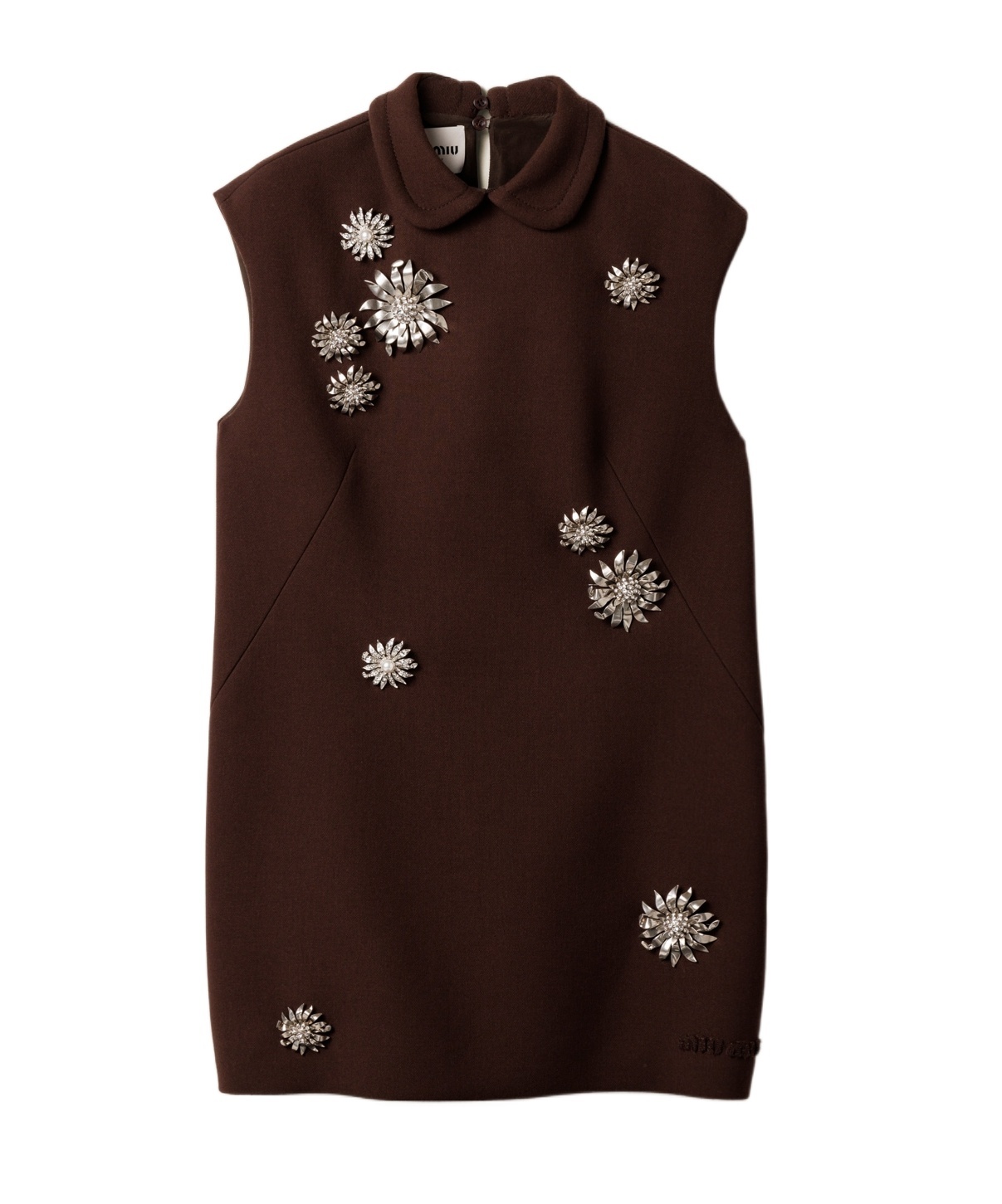 Miu Miu Sleeveless Wool Short Dress In Black