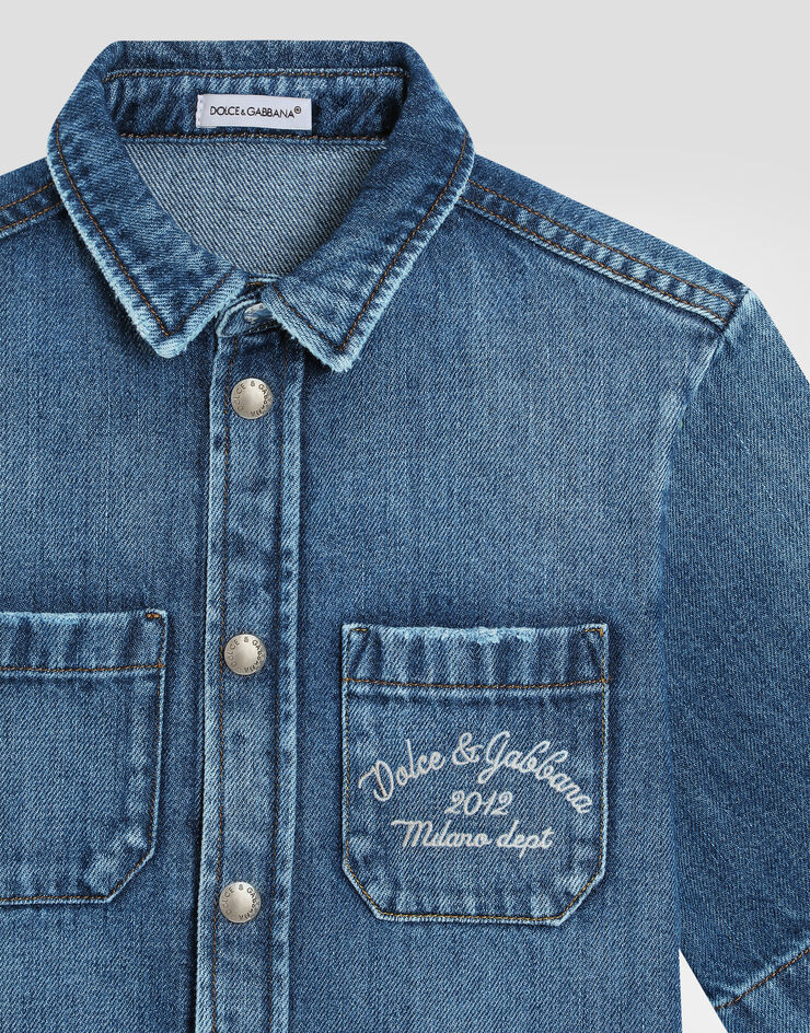 Dolce & Gabbana Denim Shirt With Dolcegabbana Logo In Blue