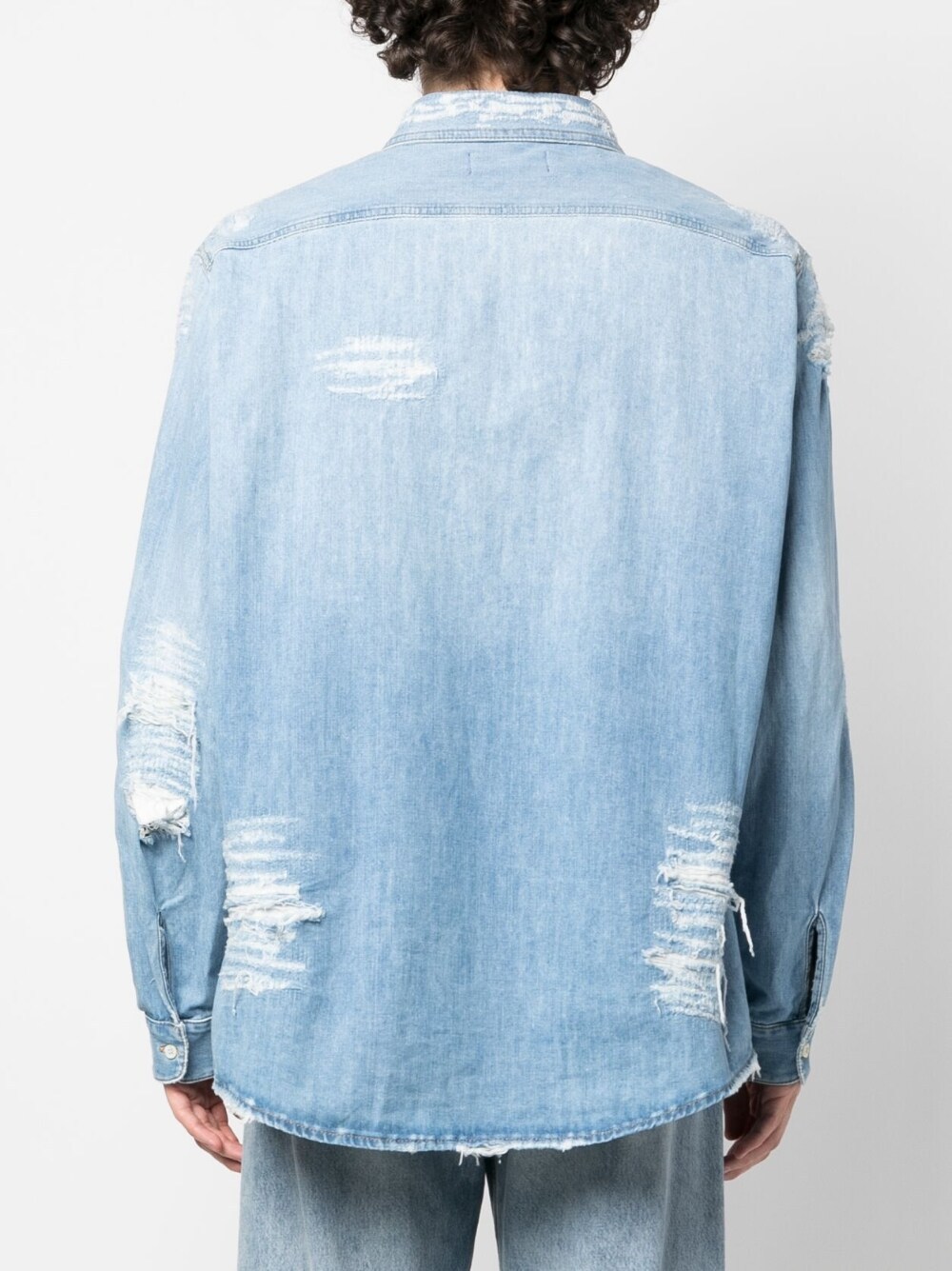 424 Distressed Denim Shirt In Blue