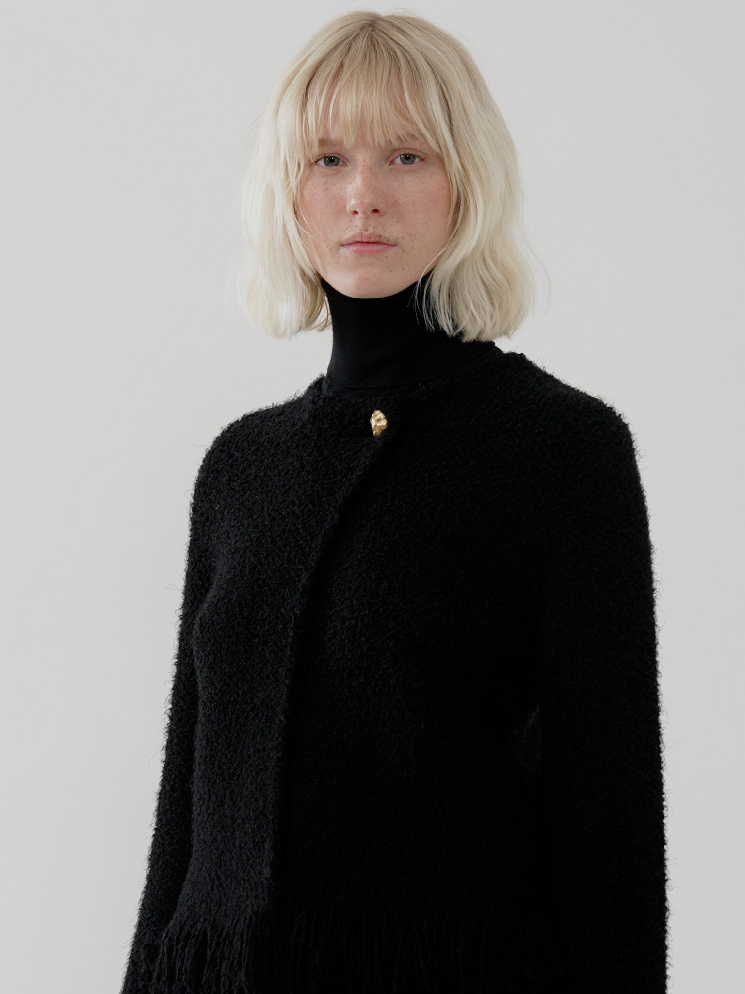Chloé Veste Courte Ajustée Sans Col Femme Noir Taille L 50% Laine, 36% Soie, 8% Cachemire, 5% Polyamide, 1 In Black