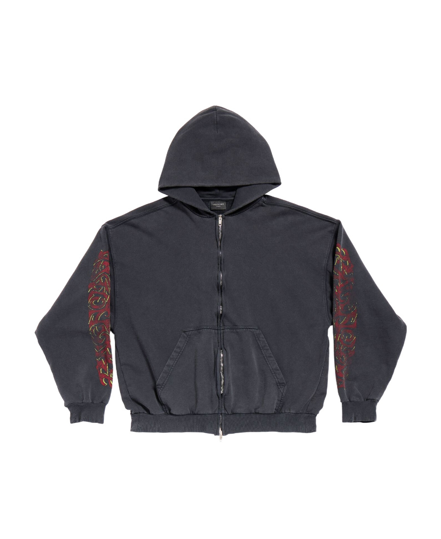 Balenciaga Offshore Zip-up Hoodie In Black