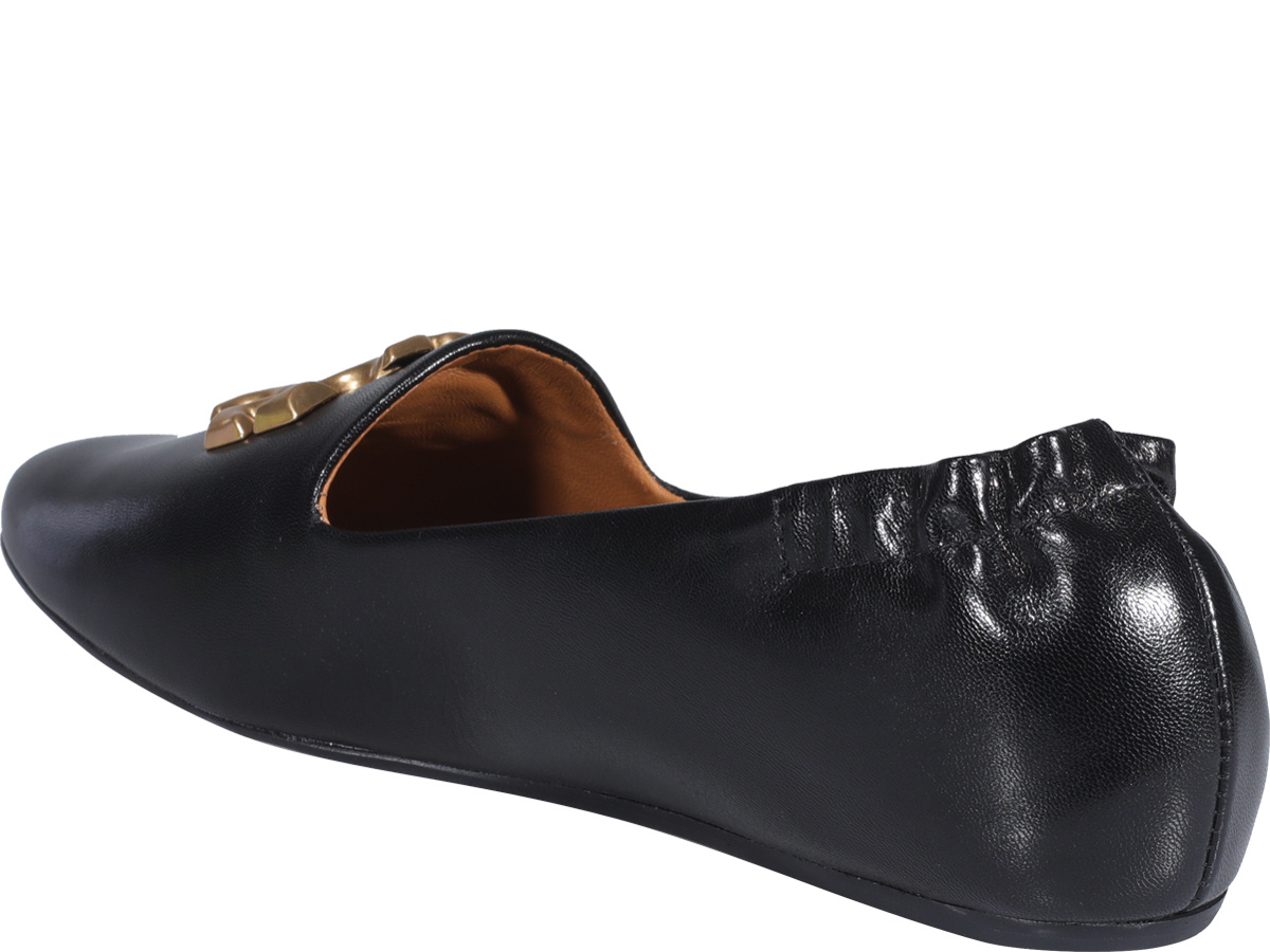 Tory Burch Eleanor Leather Medallion Loafers In Black
