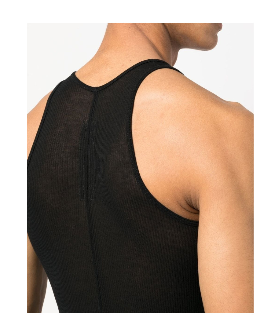 Rick Owens Semi-sheer Cotton Tank Top In Black