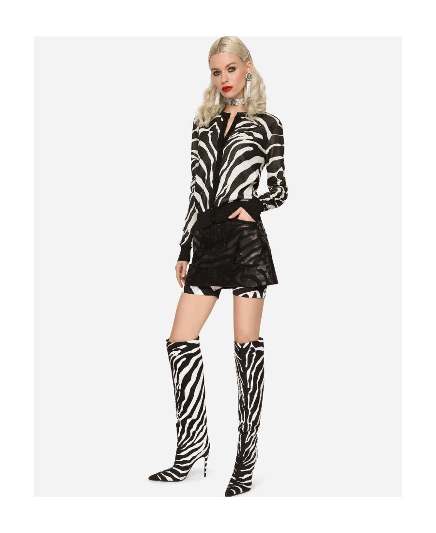 Dolce & Gabbana Zebra-print Cardigan In Black