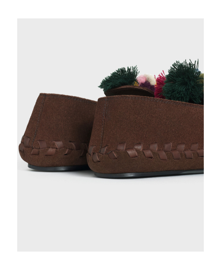 Celine Marlou Flat Slip-on In Suede Calfskin In Brown
