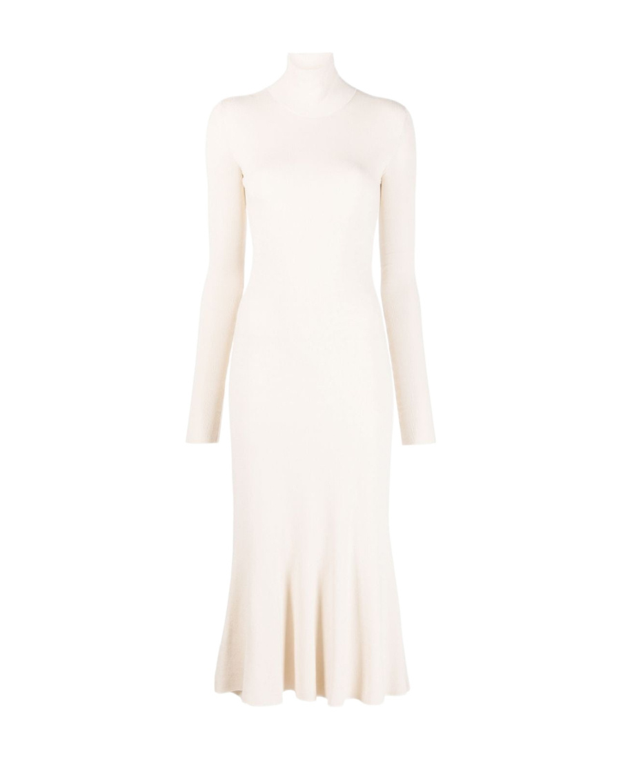 Balenciaga High-neck Knitted Midi Dress In White