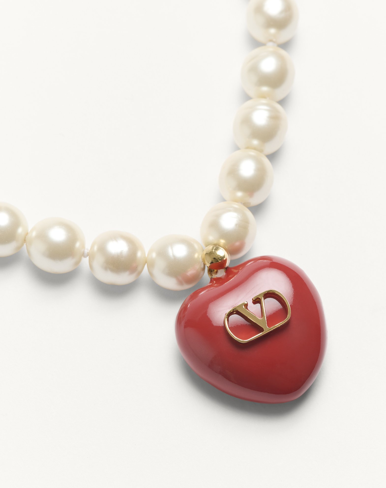 Valentino Garavani Coeur Royal Necklace In Metal Enamel And Beads Woman Multicolour Uni In Yellow