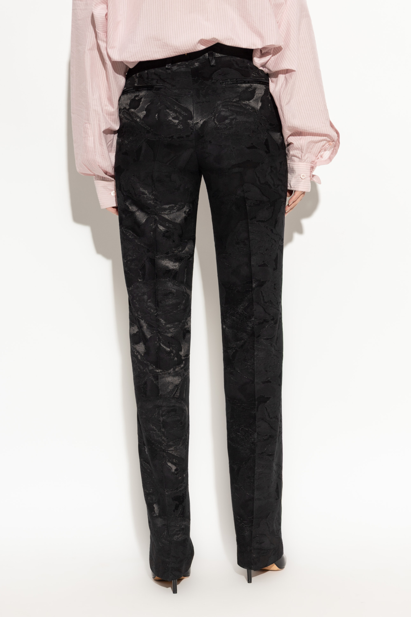 Dries Van Noten Womens Black Two-slip-pockets Straight-leg High-rise Wool-blend Trousers In Black