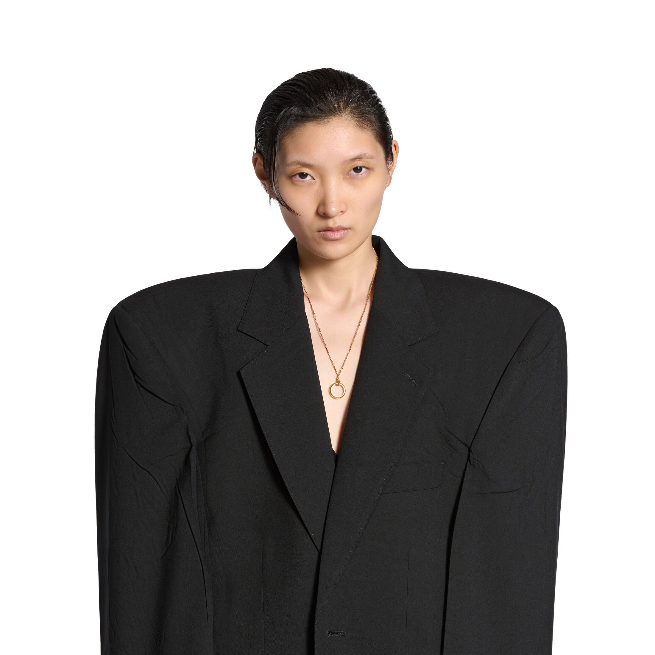 Balenciaga Voluminous-shoulder Blazer In Black