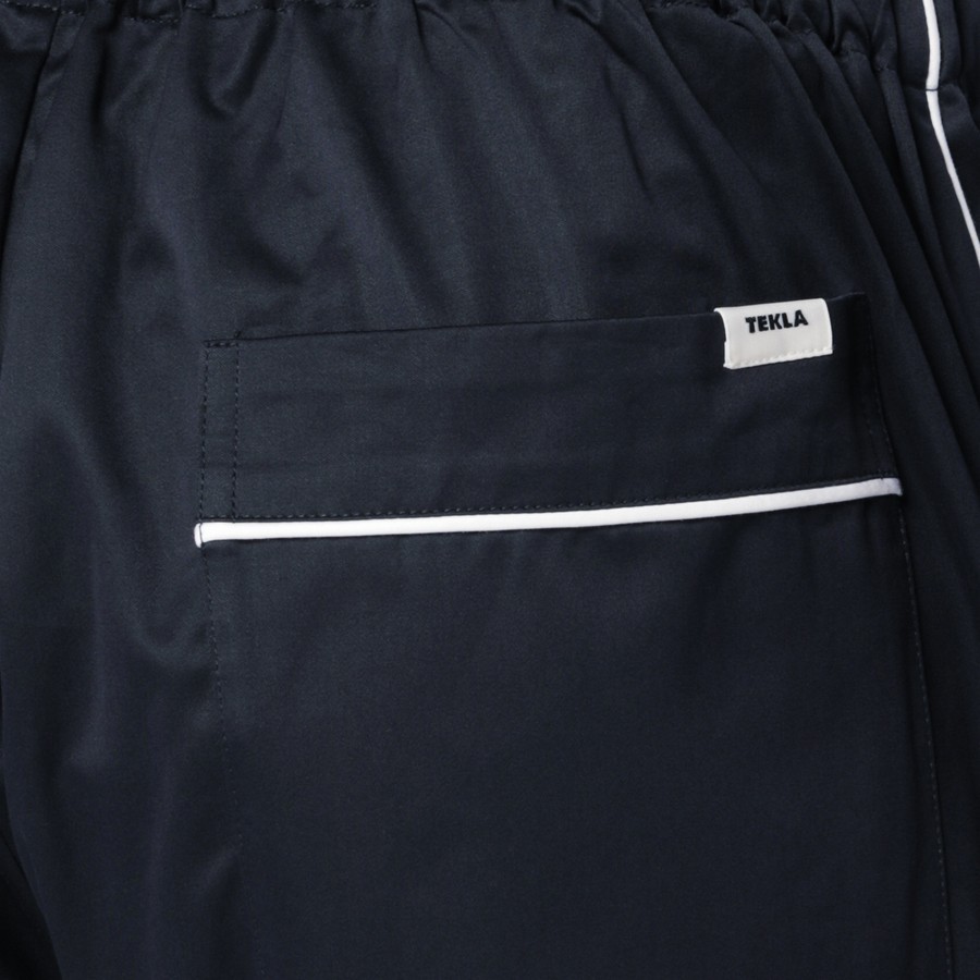 Tekla Striped Trousers With Back Pocket And Elastic Waistband In Black