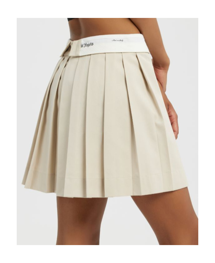 PALM ANGELS REVERSE WAISTBAND PLEATED MINISKIRT 