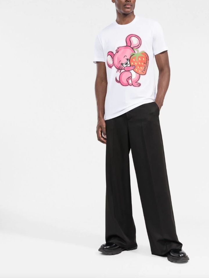 Moschino T-shirt With Round Neck And Short Sleeves In White