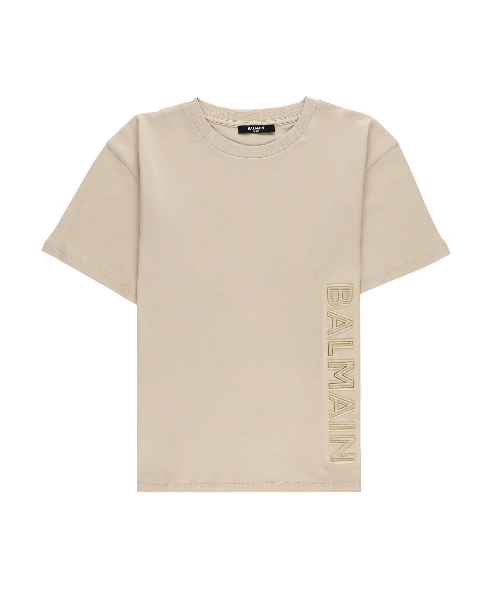 Balmain Logo-embossed Cotton T-shirt In Nude