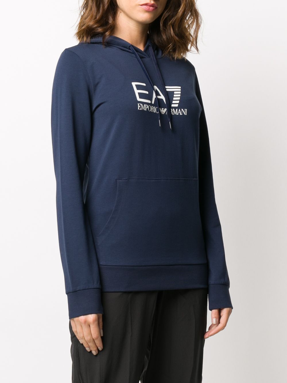 EA7 LOGO-PRINT HOODED SWEATSHIRT 