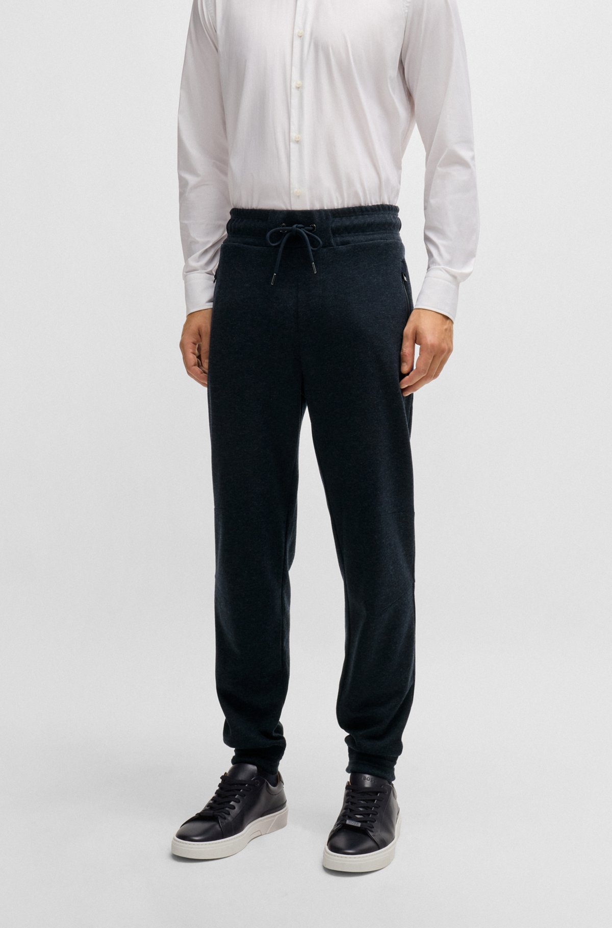 Hugo Boss Elastic Waist Wool Sweatpants In Black