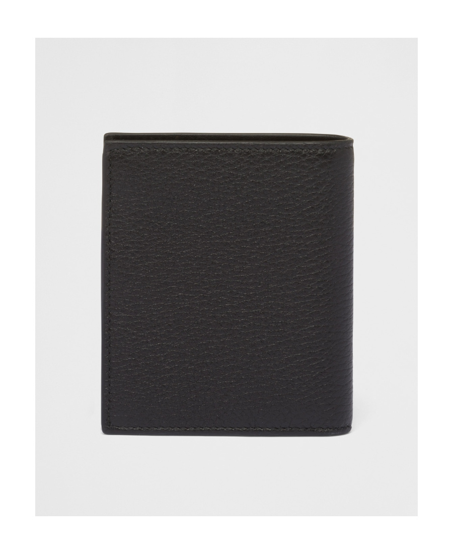 Prada Pebbled-texture Logo-plaque Wallet In Black