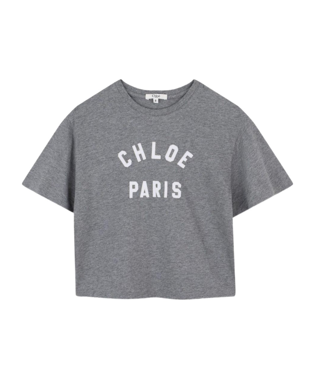 Chloé Logo-print Cropped T-shirt In Gray