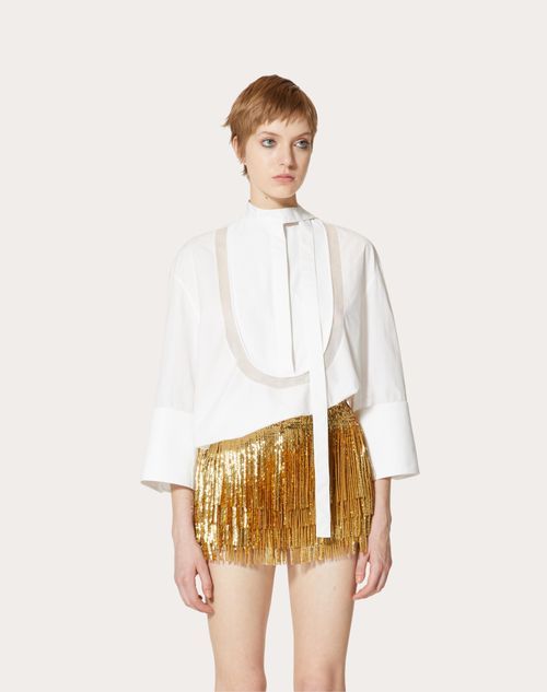 Valentino Side Neck Tie Fastening Blouse In White