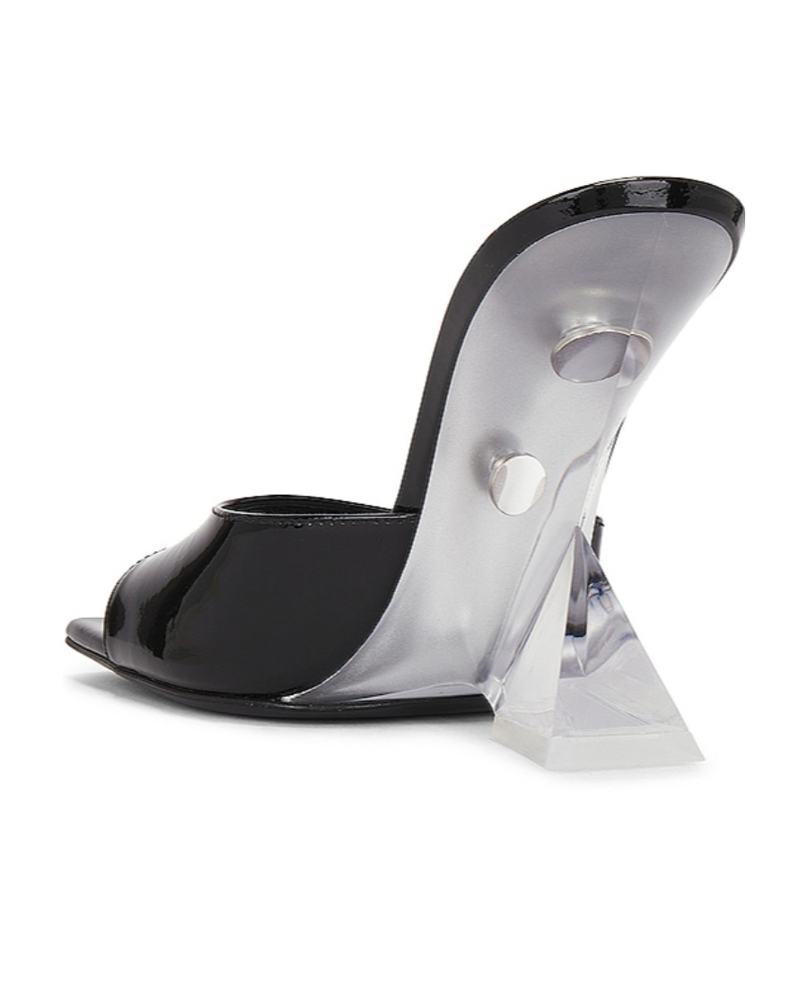 Attico Cheope Glossy Wedge Square-toe Mules In White