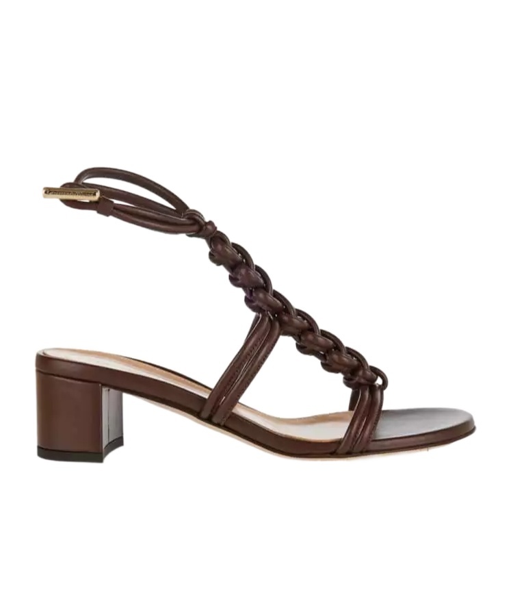 Gianvito Rossi Braided Napa T-strap Sandals In Multicolor