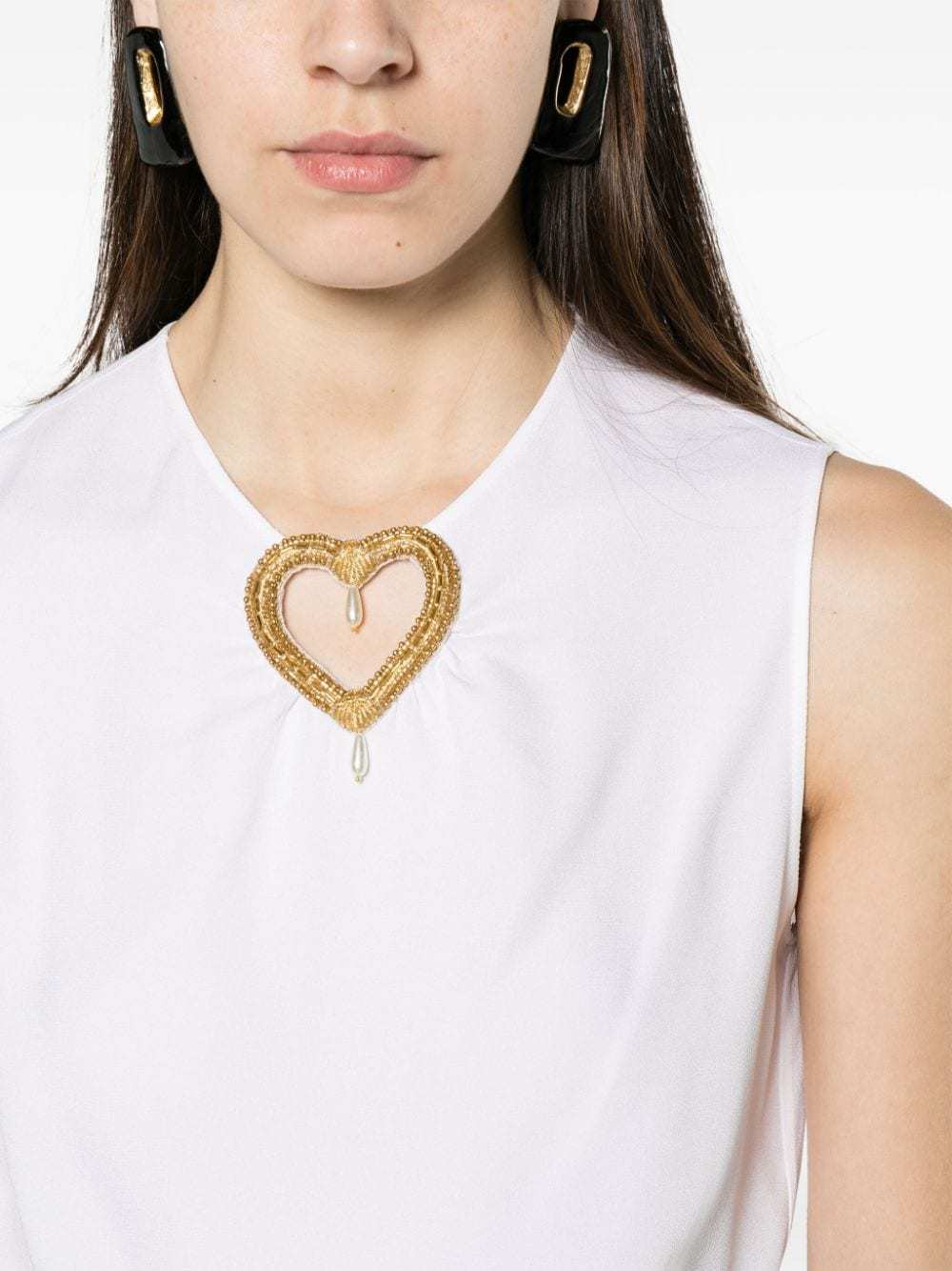 Moschino Sleeve Detail Crepe Top In White