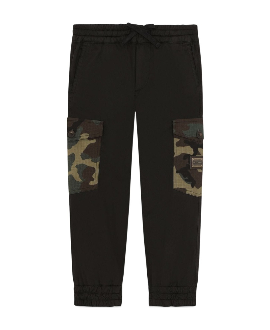 Dolce & Gabbana Cargo-print Pocket Track Trousers In Black