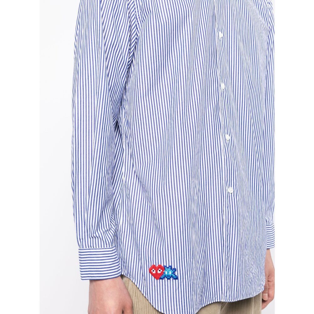 Comme Des Garçons Play Lapel Long-sleeved Shirt In Blue