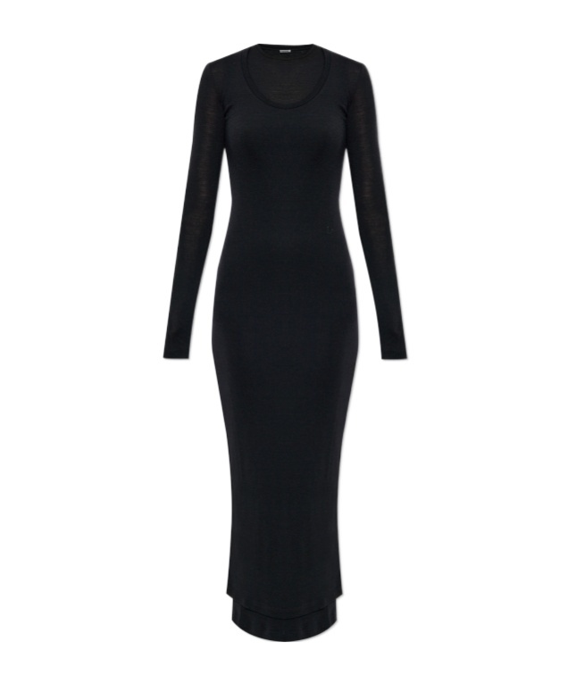 Shop Jil Sander Layered Wool Dress In Black