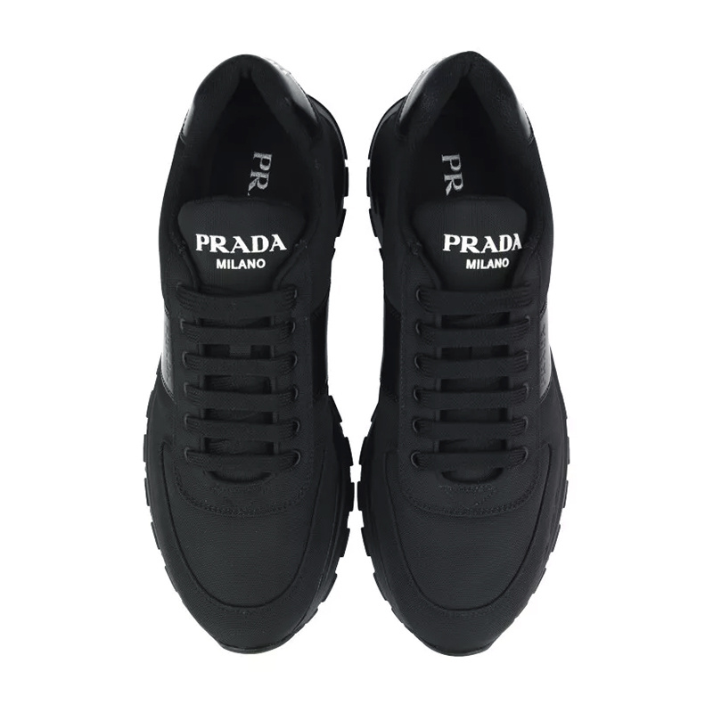Prada Round-toe Sneakers In Black