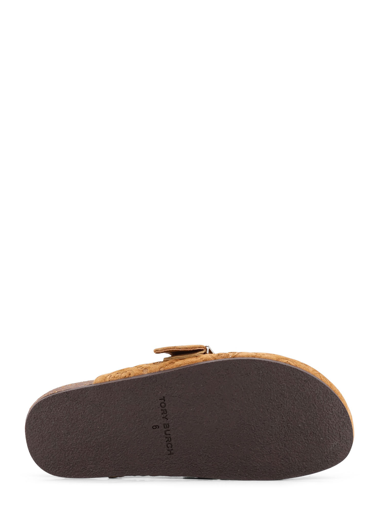 Tory Burch T Monogram Mellow Jacquard Suede Mule In Brown
